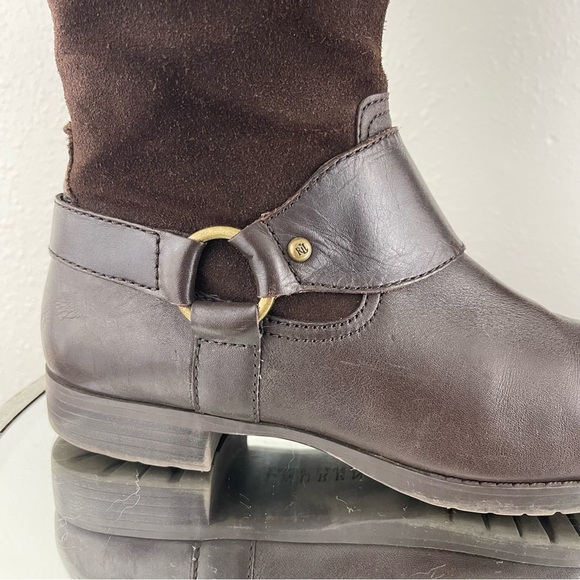 RALPH LAUREN Dark Brown Suede Leather Sulita Harness Tall Knee High Riding Boots - Picture 3 of 12